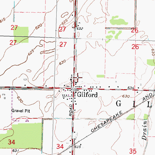 Topographic Map of Gilford Township Cemetery, MI