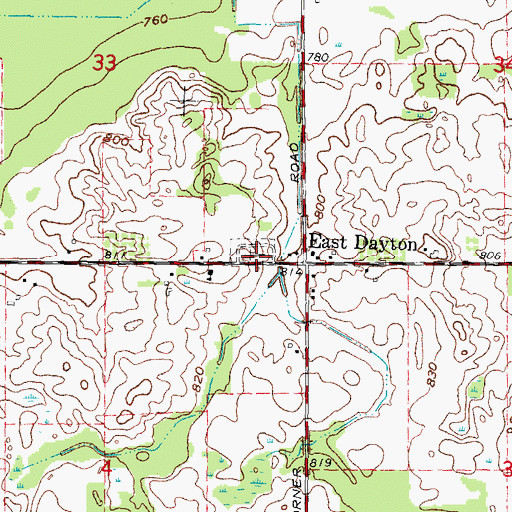 Topographic Map of East Dayton Cemetery, MI