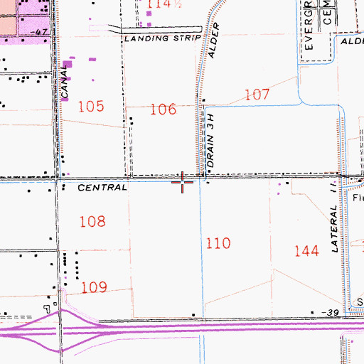 Topographic Map of Central Drain Three H, CA