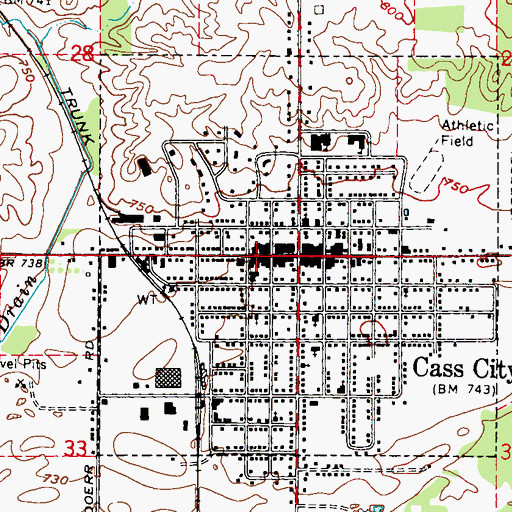 Topographic Map of Elkland Township Hall Historical Marker, MI