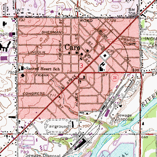 Topographic Map of Trinity Episcopal Church Historical Marker, MI
