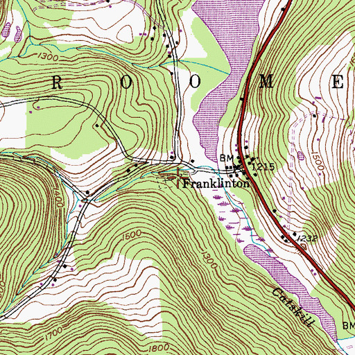 Topographic Map of Franklinton Cemetery, NY
