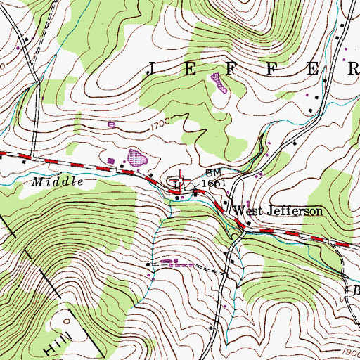 Topographic Map of West Jefferson Cemetery, NY