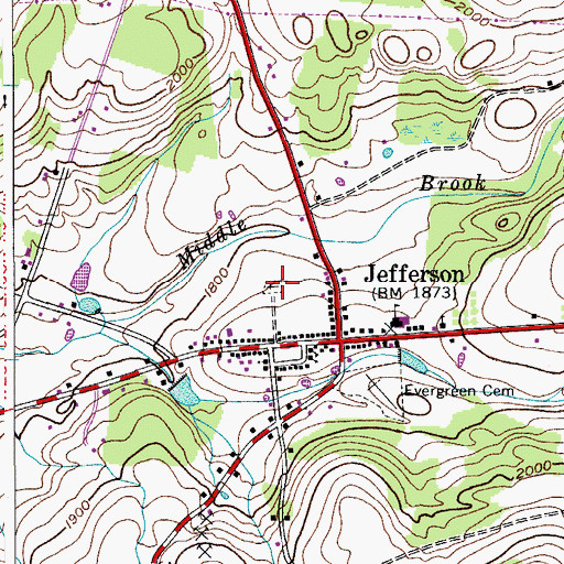 Topographic Map of Jefferson Cemetery, NY