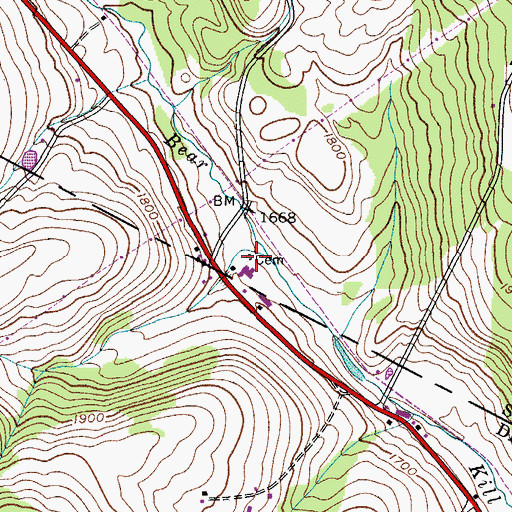Topographic Map of Peck Cemetery, NY