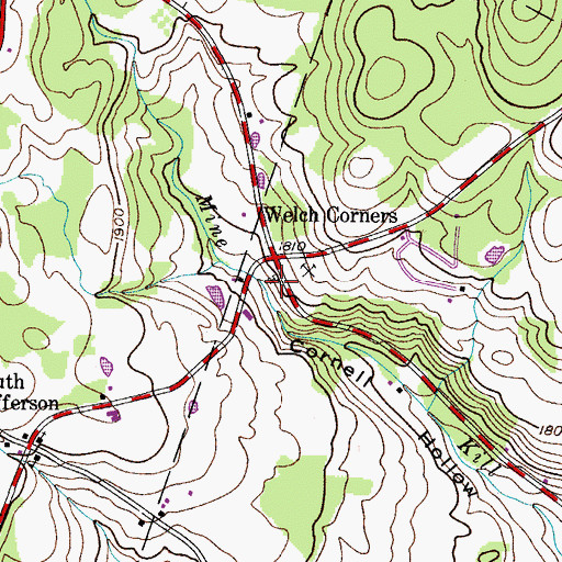Topographic Map of Welchs Corners Cemetery, NY