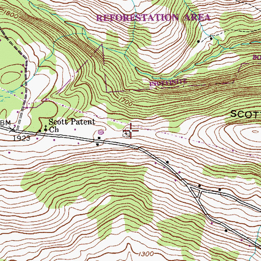 Topographic Map of Scott Patent Cemetery, NY