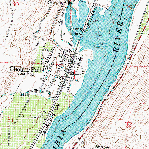 Topographic Map of Chelan Falls Park, WA