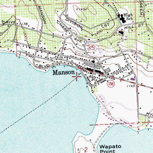 Topographic Map of Manson Bay Park, WA