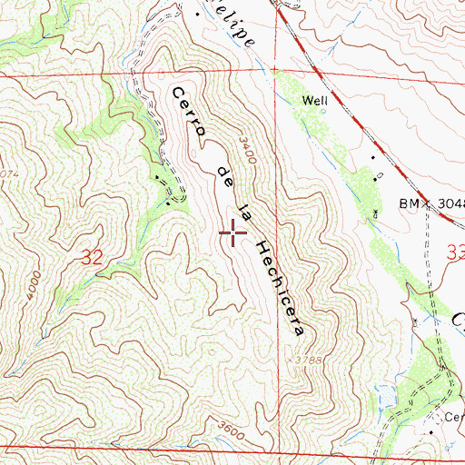 Topographic Map of Cerro de la Hechicera, CA