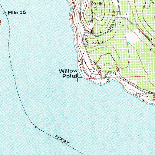 Topographic Map of Willow Point Park, WA