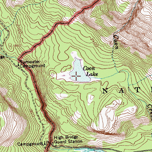 Topographic Map of Bullion Campsite, WA