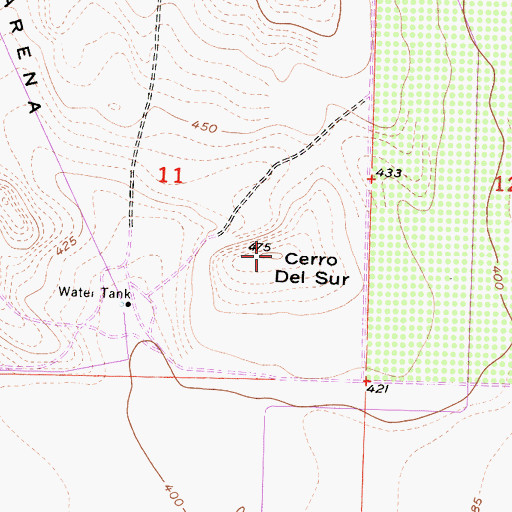 Topographic Map of Cerro del Sur, CA