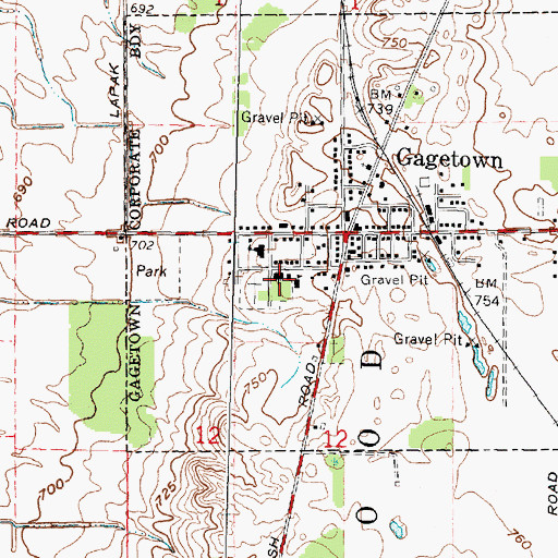Topographic Map of Saint Agatha's Church, MI