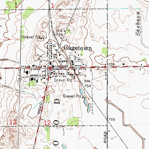 Topographic Map of Gagetown Public School, MI