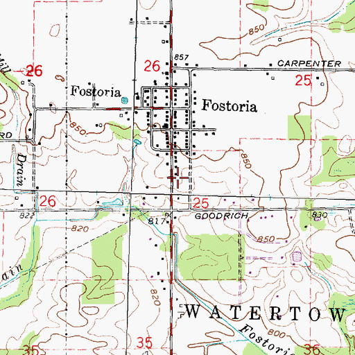Topographic Map of Fostoria - Watertown Township Fire Department, MI