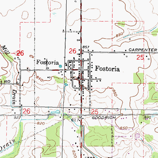 Topographic Map of Watertown Township Hall, MI