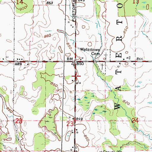 Topographic Map of Fostoria United Methodist Church, MI