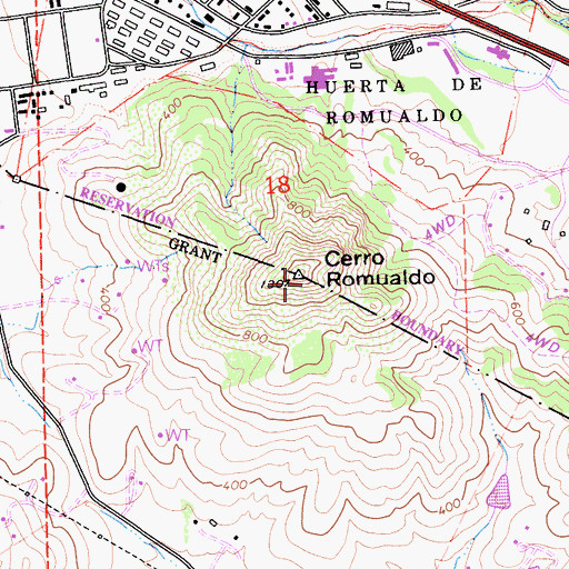Topographic Map of Cerro Romualdo, CA