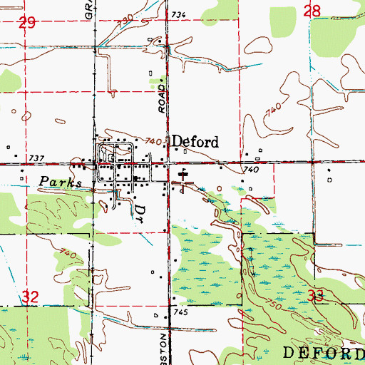 Topographic Map of Deford Christian Academy, MI