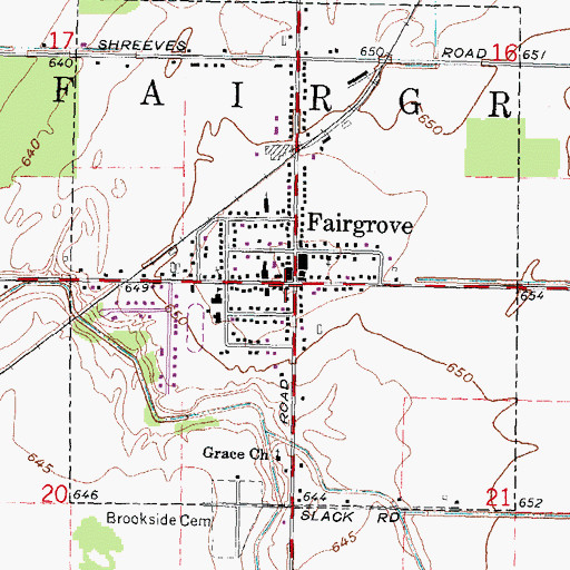 Topographic Map of Village of Fairgrove Police Department, MI
