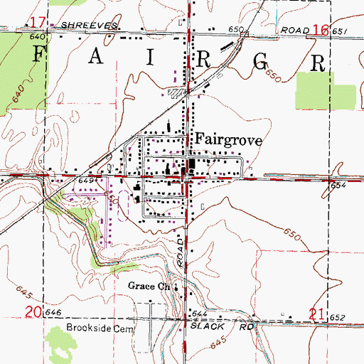 Topographic Map of Fairgrove Fire Department, MI