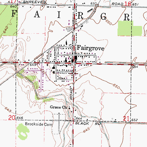 Topographic Map of Fairgrove Township Library, MI