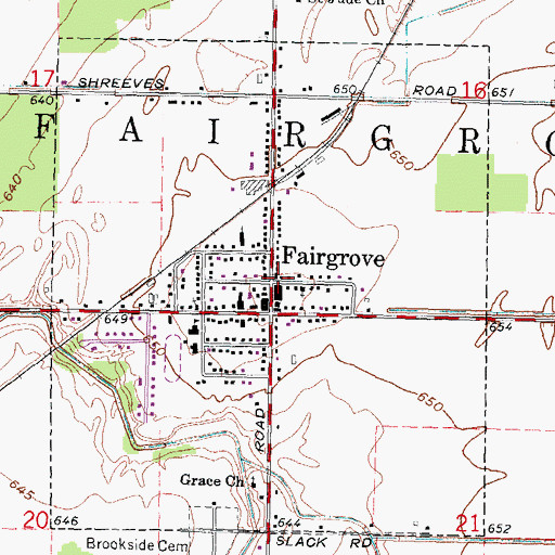 Topographic Map of Fairgrove Post Office, MI