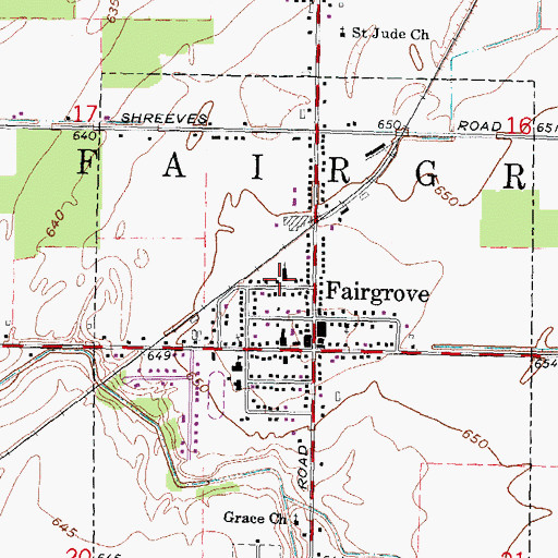 Topographic Map of First Presbyterian Church, MI