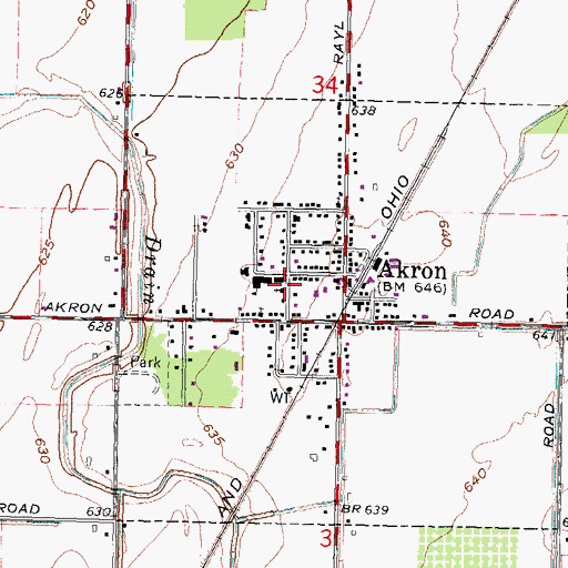 Topographic Map of Akron Church of Christ, MI