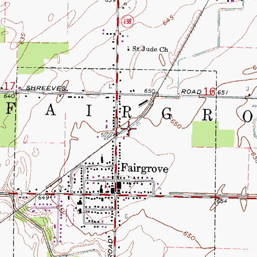 Topographic Map of Fairgrove Station, MI