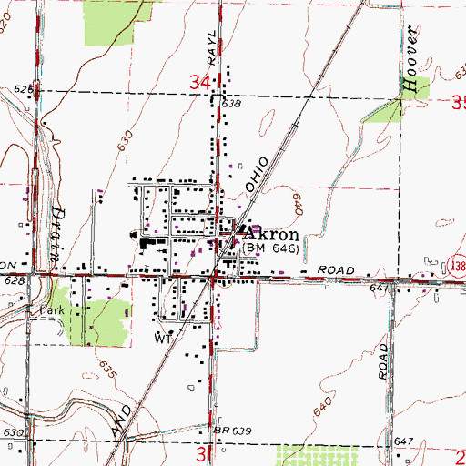 Topographic Map of Akron Station, MI