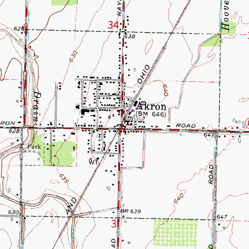 Topographic Map of Akron Post Office, MI