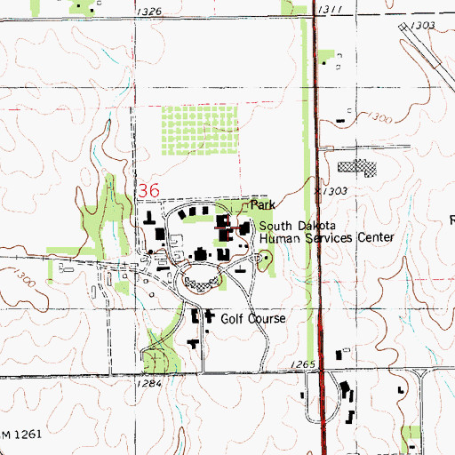 Topographic Map of South Dakota Hospital For The Insane (historical), SD