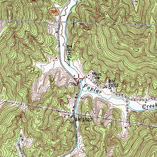 Topographic Map of Birdseye Post Office (historical), KY