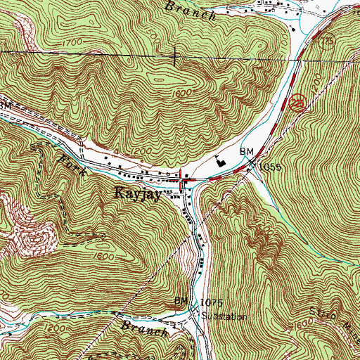 Topographic Map of Kayjay Post Office (historical), KY