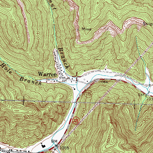 Topographic Map of Warren Railroad Station (historical), KY