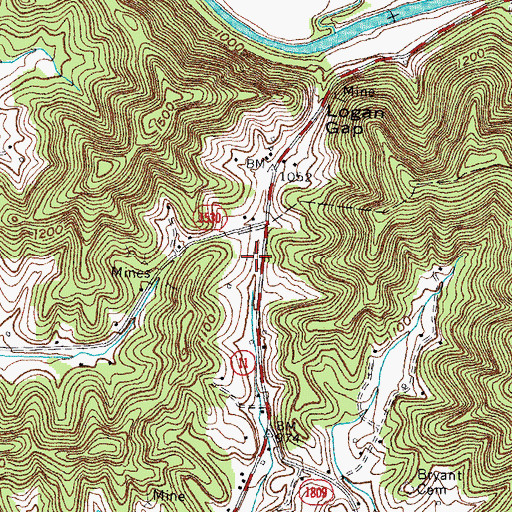 Topographic Map of Kingtown, KY