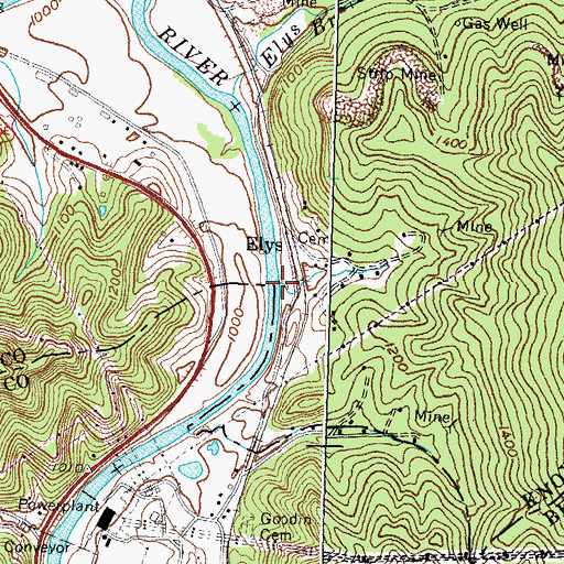 Topographic Map of Blue Gem Branch, KY
