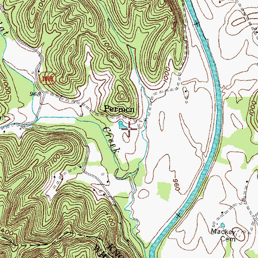 Topographic Map of Permon School, KY