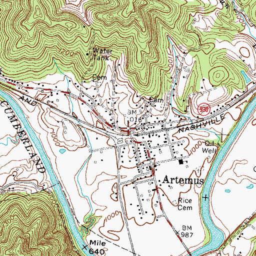 Topographic Map of Artemus Christian Church, KY