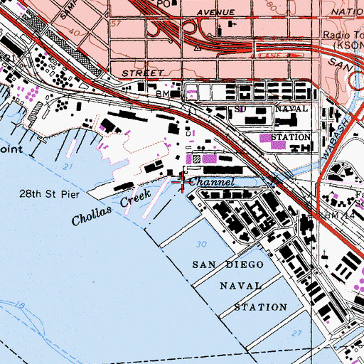 Topographic Map of Chollas Creek, CA