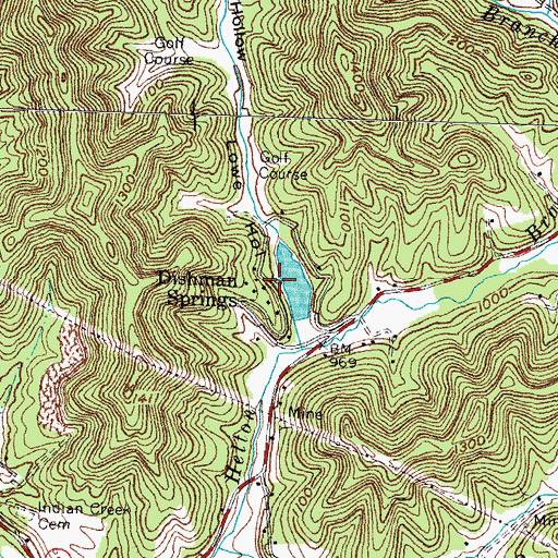 Topographic Map of Indian Springs Country Club, KY