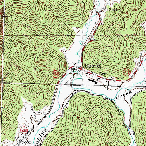 Topographic Map of The Forks of Stinking, KY