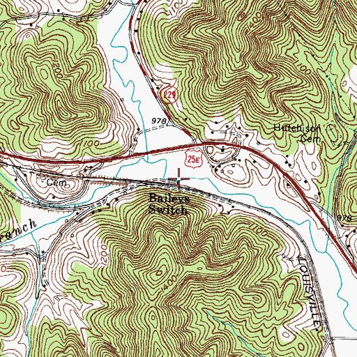 Topographic Map of Logan Old Ford, KY
