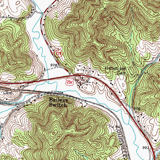 Topographic Map of Baileys Switch Post Office (historical), KY