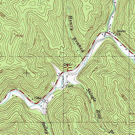 Topographic Map of Cave Rock Post Office (historical), KY