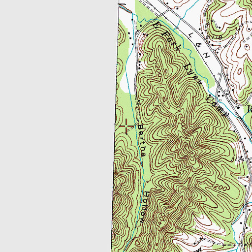 Topographic Map of Bertha Mine (historical), KY