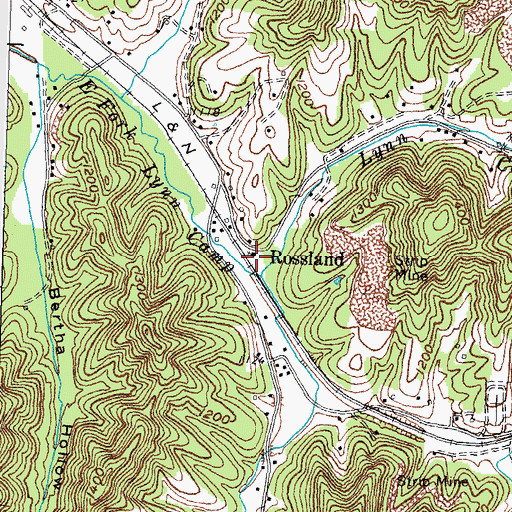 Topographic Map of Rossland Post Office (historical), KY
