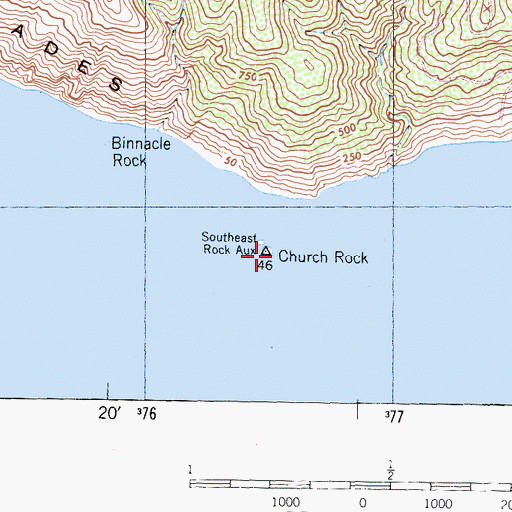 Topographic Map of Church Rock, CA